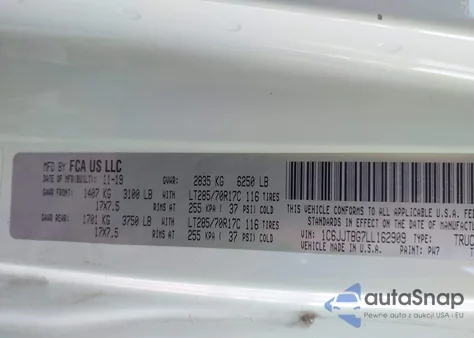 2020 Jeep Gladiator Rubicon 4X4 z USA, uszkodzony, nr VIN 1C6JJTBG7LL162909